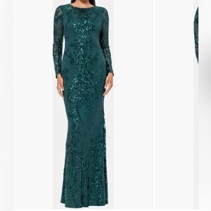 NWOT Betsy & Adam long sleeve sequin gown
